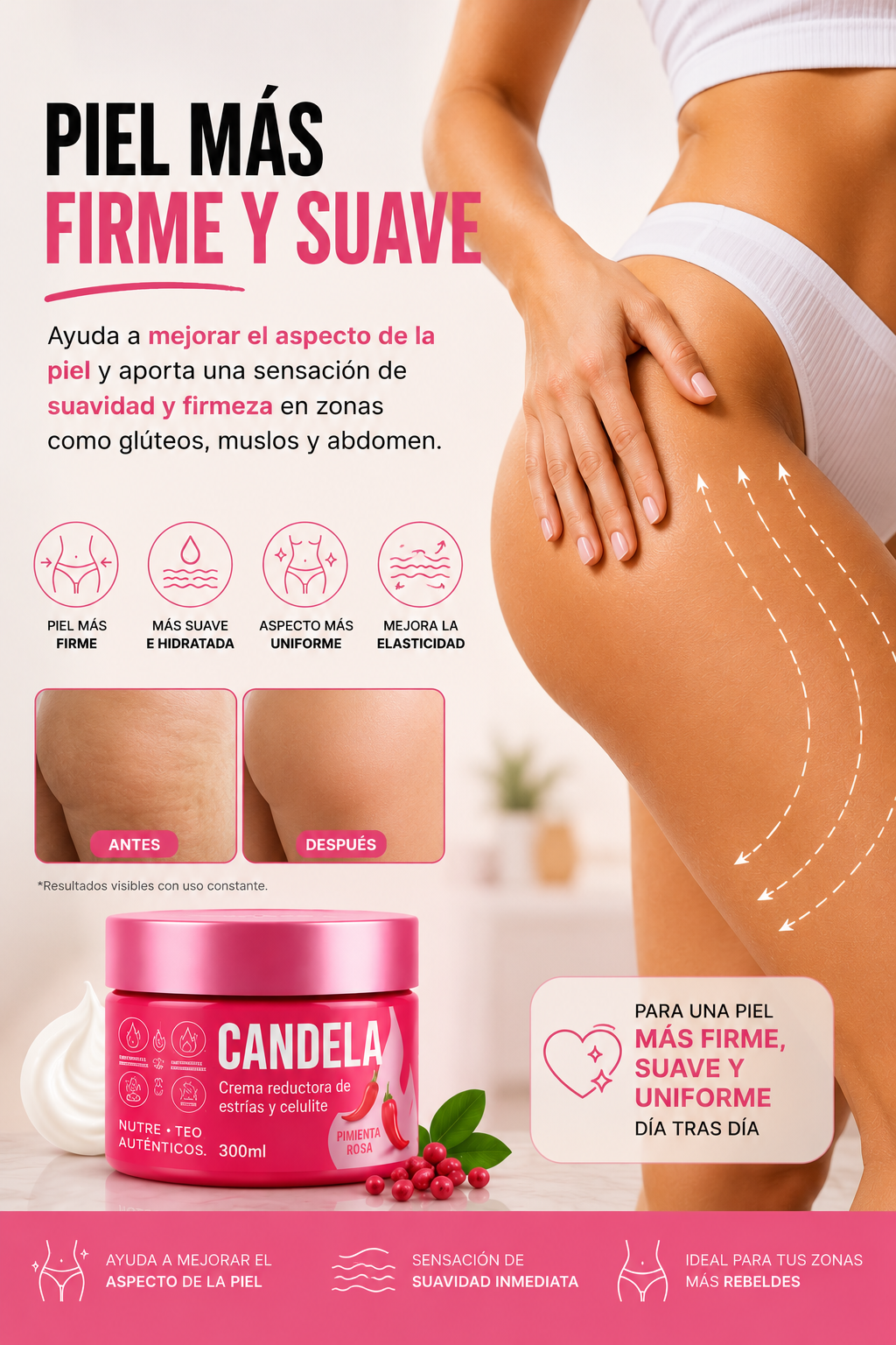 🔥 Crema CANDELA para Celulitis y Estrías + 🎁 Bella Skin 3 en 1 de REGALO